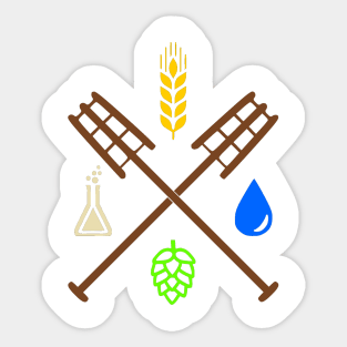 Beer Ingredients Dueling Paddles [Color] (No Outline) Sticker